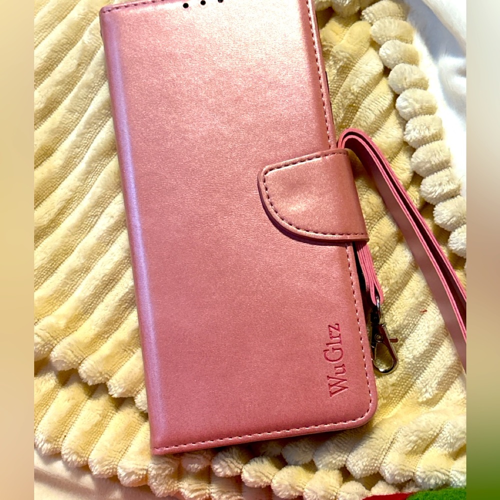 New WuGiz Case for Samsung Calay 22 5G wristlet(rose/pink) with screen protector